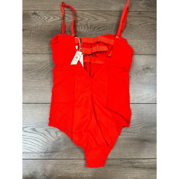 We Are HAH x Revolve NWT Under The Wire Mesh Bodysuit in Blood Orange - Picture 6 of 12